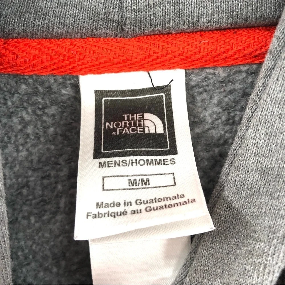 THE NORTH FACE Hoodie Men Grey Logo Orange Outdoor Hiking Active M Medium TNF